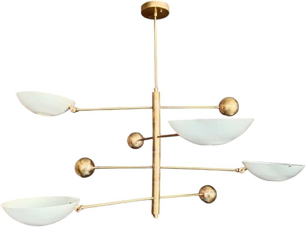 Der Nautical Decor 4 Kronleuchter Licht Mid Century Modern Messing Sputnik Kronleuchter Weiß Hängende schöne Leuchte 