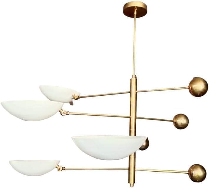 Der Nautical Decor 4 Kronleuchter Licht Mid Century Modern Messing Sputnik Kronleuchter Weiß Hängende schöne Leuchte 