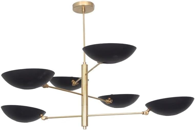 The Nautical Decor 6 Light Pendant Mid Century Modern Black Shade Sputnik Chandelier Light Fixture