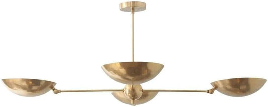 The Nautical Decor 4 Light Mid Century Raw Brass Modern Sputnik Chandelier Light Fixture