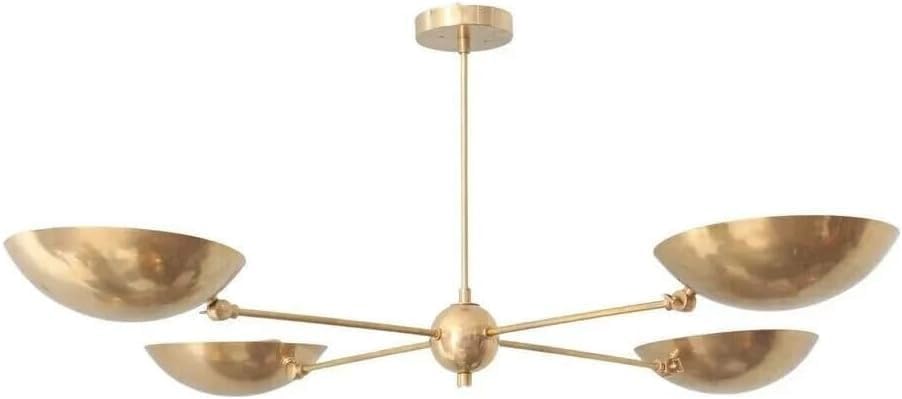 The Nautical Decor 4 Light Mid Century Raw Brass Modern Sputnik Chandelier Light Fixture