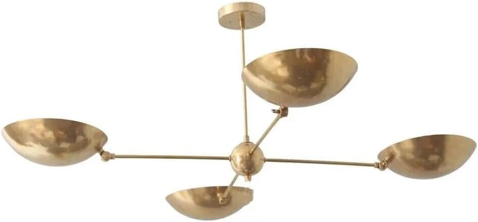 Die Nautical Decor 4-flammige moderne Sputnik-Kronleuchterleuchte aus rohem Messing aus der Mitte des Jahrhunderts 