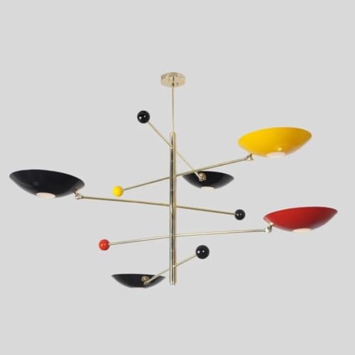 Die Nautical Decor Sputnik-Leuchte mit 5 Leuchten im modernen Messing-Sputnik-Lichtscheiben-Kronleuchter-Anhänger-Deckenleuchte-Stil