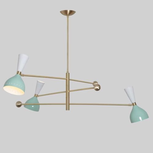 The Nautical Decor Italian Style 3 Arms 6 Lights Modern Brass Bespoke Chandelier - Both Side Lights