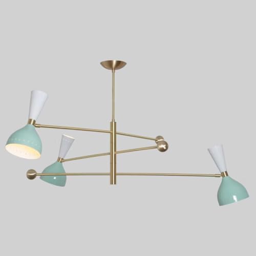 The Nautical Decor Italian Style 3 Arms 6 Lights Modern Brass Bespoke Chandelier - Both Side Lights