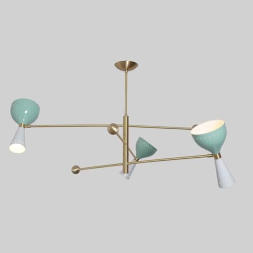 The Nautical Decor Italian Style 3 Arms 6 Lights Modern Brass Bespoke Chandelier - Both Side Lights