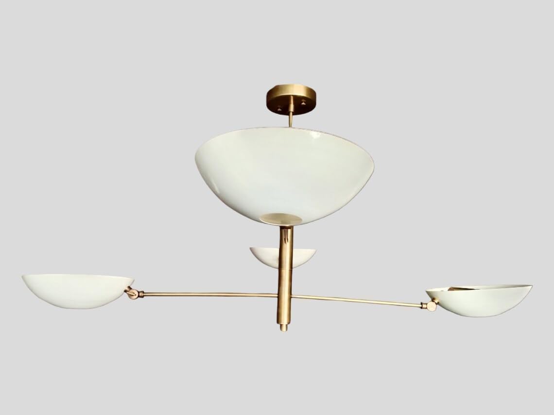 The Nautical Decor 4 Chandelier Light Mid Century Modern Brass Sputnik Chandelier White Shade Beautiful Light Fixture