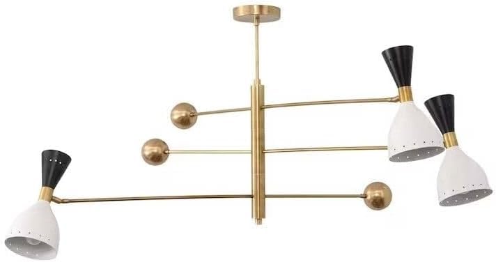 The Nautical Decor 3 Light Counterball Pendant Mid Century Modern Raw Brass Sputnik Light Fixture