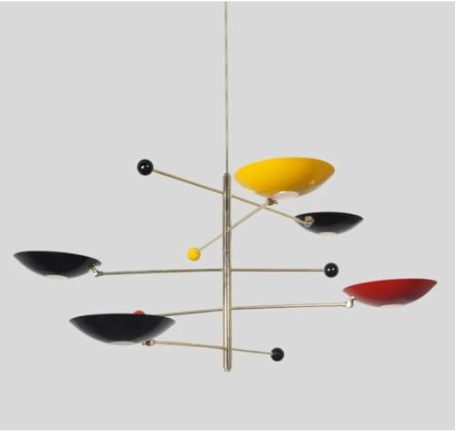 Die Nautical Decor Sputnik-Leuchte mit 5 Leuchten im modernen Messing-Sputnik-Lichtscheiben-Kronleuchter-Anhänger-Deckenleuchte-Stil