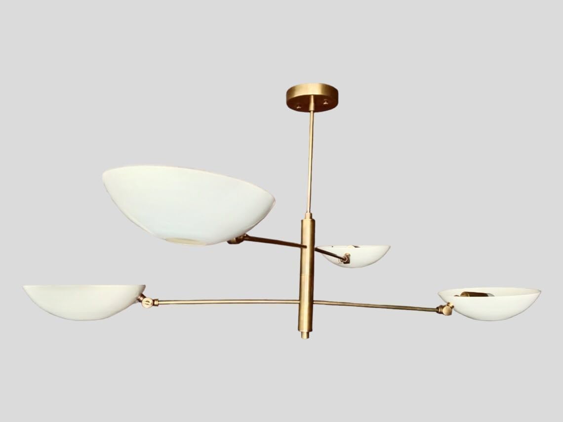 The Nautical Decor 4 Chandelier Light Mid Century Modern Brass Sputnik Chandelier White Shade Beautiful Light Fixture