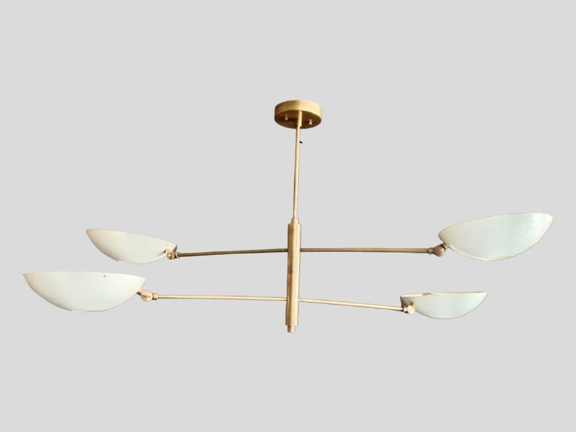 The Nautical Decor 4 Chandelier Light Mid Century Modern Brass Sputnik Chandelier White Shade Beautiful Light Fixture