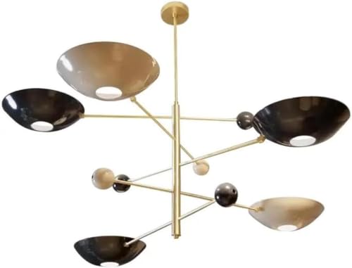 The Nautical Decor Mid Century 1950s Italian Large, Modern Catalonia Chandelier in Enamel Brass Ceiling Light Fixture