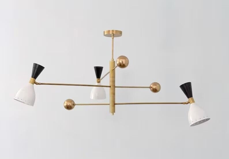 The Nautical Decor 3 Light Counterball Pendant Mid Century Modern Raw Brass Sputnik Light Fixture