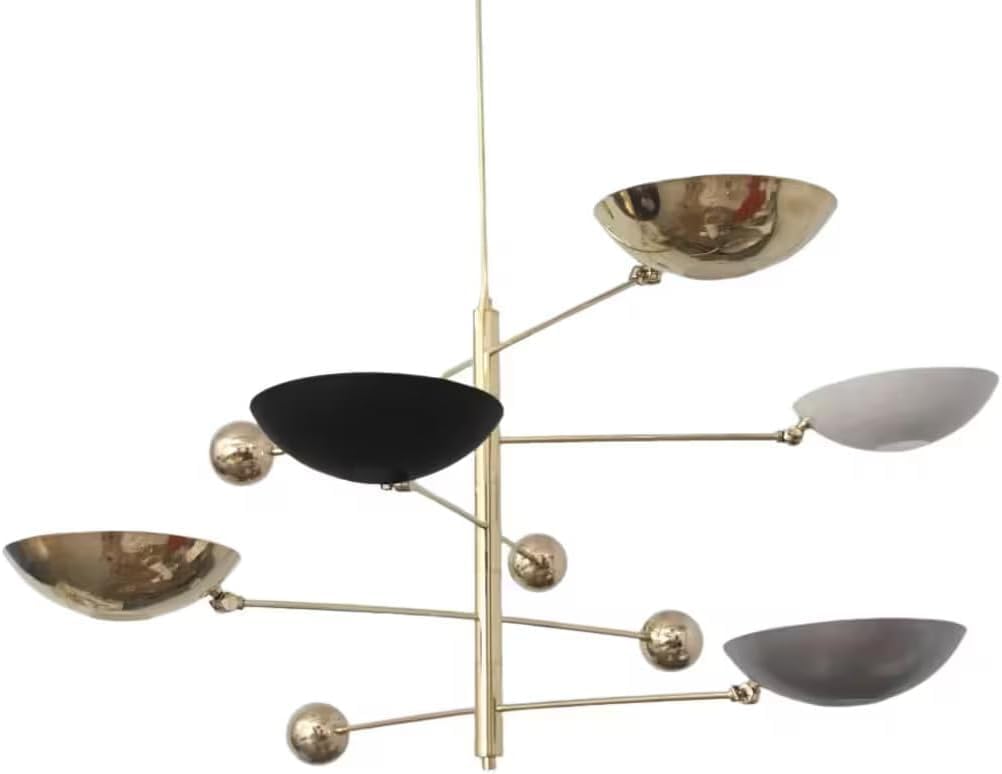 5 Light Pendant Mid Century Modern Raw Brass Sputnik Chandelier Light Fixture Multi Color