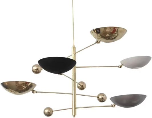 5 Light Pendant Mid Century Modern Raw Brass Sputnik Chandelier Light Fixture Multi Color