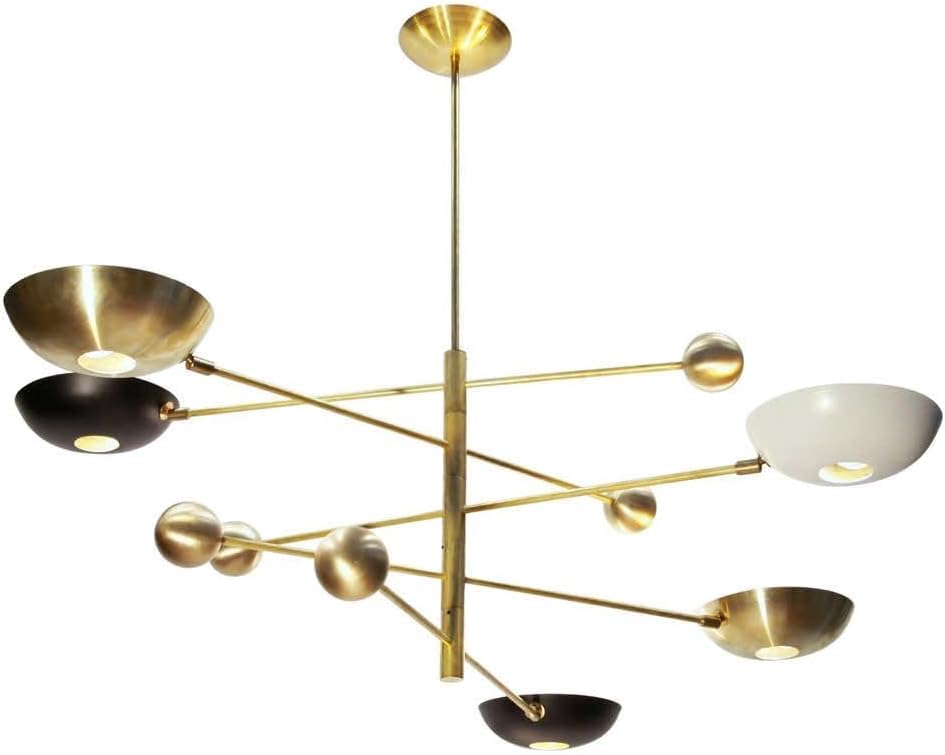 The Nautical Decor Orbitale Brass Chandelier 5 Rotating Balanced Arms, Style, Brass Shades