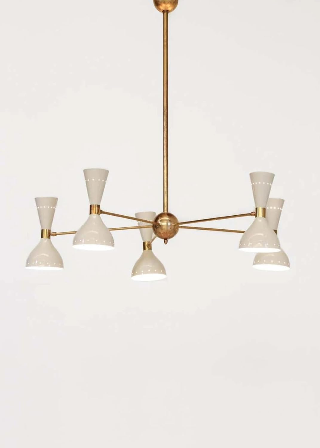 The Nautical Decor 5 Light Modern Raw Brass Chandelier Light Fixture White