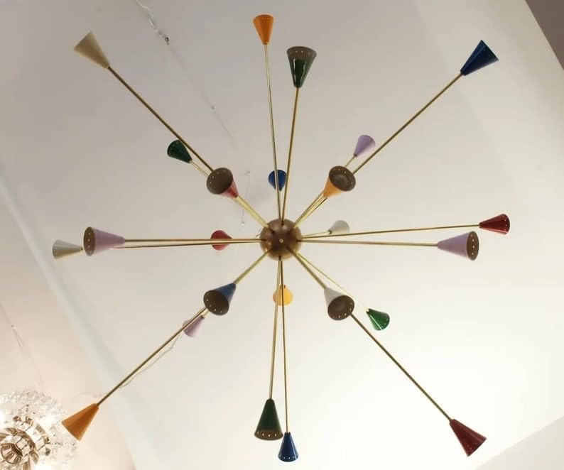 The Nautical Decor Wunderschöner Sputnik-Kronleuchter aus Messing mit 24 Leuchten im modernen Mid-Century-Stil 