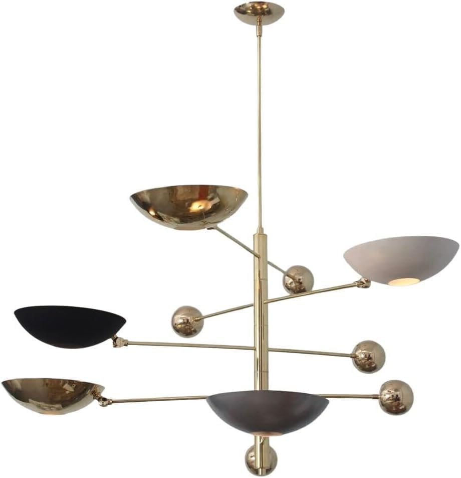 5 Light Pendant Mid Century Modern Raw Brass Sputnik Chandelier Light Fixture Multi Color