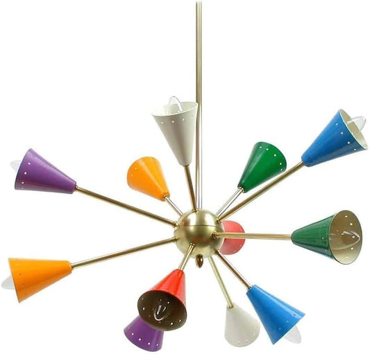 La decoración náutica estilo moderno latón 12 luces multicolor Sputnik lámpara iluminación