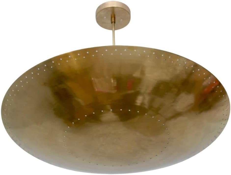 The Nautical Decor Elegant & Modern 6 Light Perforerad Shade Ceiling Flushmount Light Pendant Mid Century Raw Brass Sputnik Chandelier Ceiling Fixture Light for Home & Office Decor