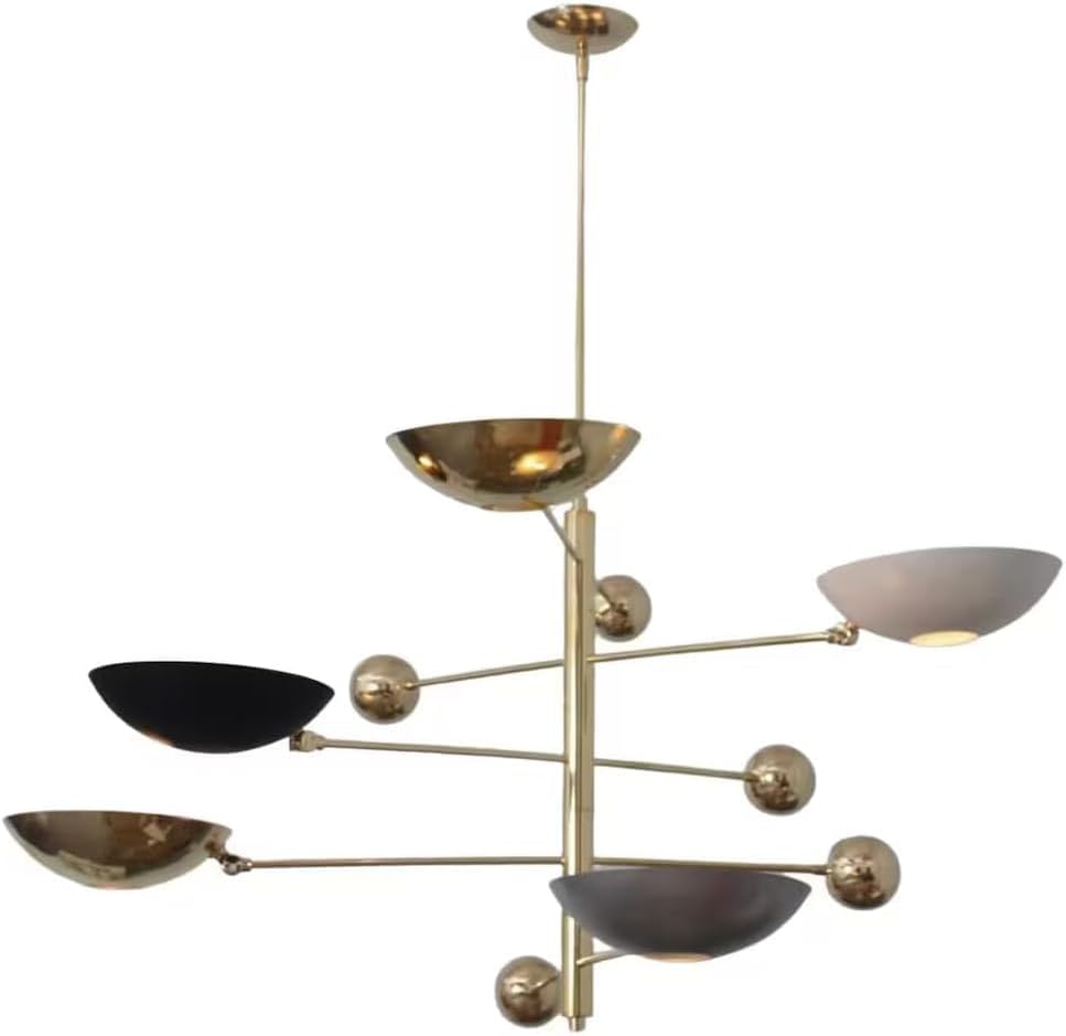 5 Light Pendant Mid Century Modern Raw Brass Sputnik Chandelier Light Fixture Multi Color