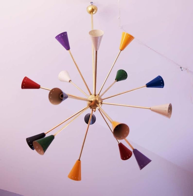 The Nautical Decor 16 Arm Lights Style Modern Brass Multicolor Sputnik Chandelier Lighting Fixture