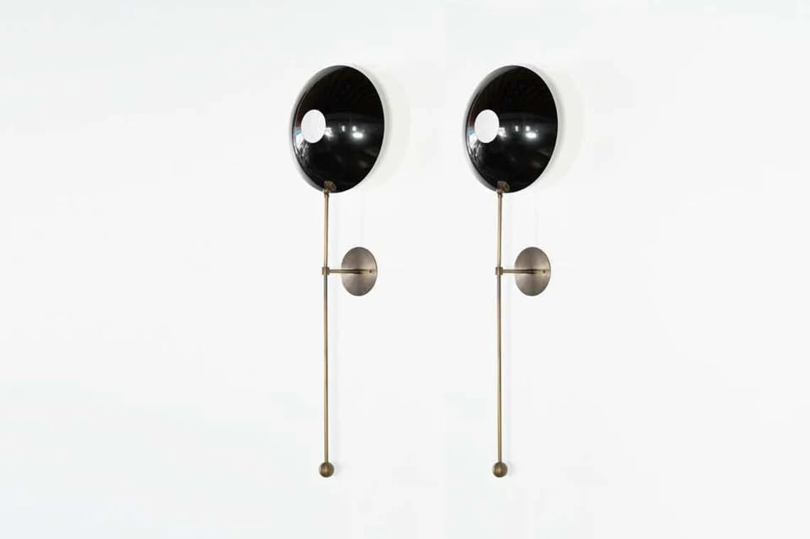 The Nautical Decor Pair of Modern Design PoP Wall Sconce in The Style of Stilnovo Italian Wall Lamp Brass Wall Fixture