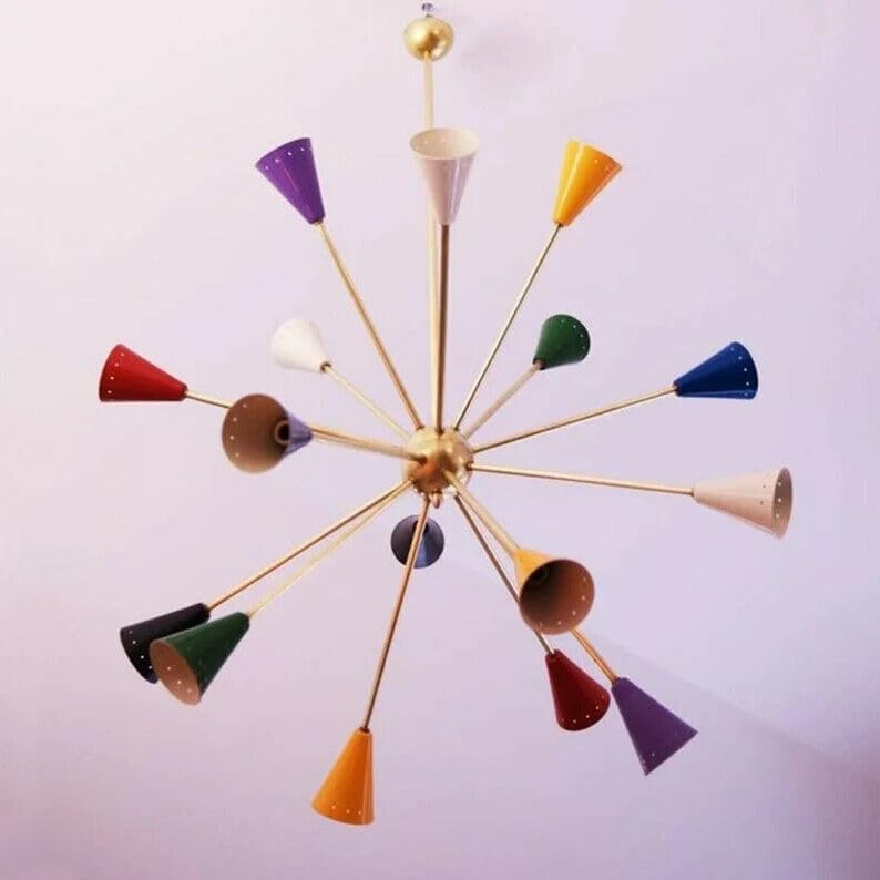 The Nautical Decor Mid Century Multicolored Sputnik Brass Chandelier Stilnovo Lights 16 Arms