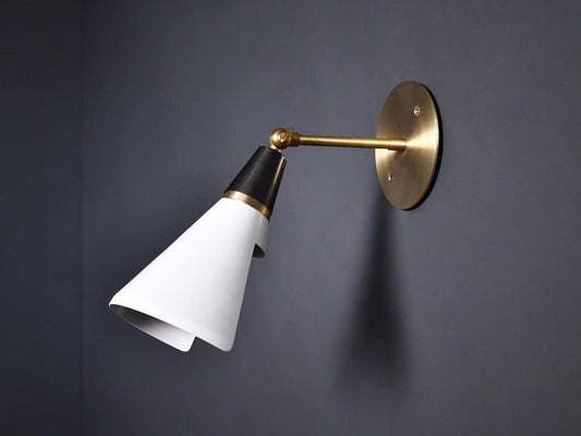 The Nautical Decor Modern Black & White Adjustable Wall Sconce Italian Style Brass Sconce Mid Century Light for Home Decor