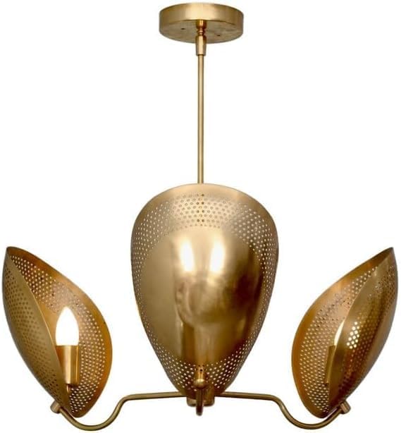 The Nautical Decor 3 Light Curved Perforated Shades Pendant Mid Century Modern Sputnik Chandelier Light Fixture