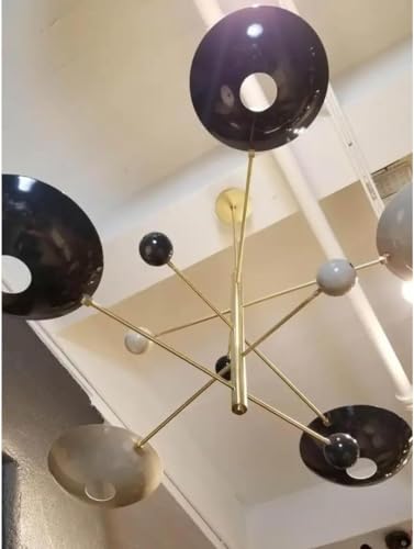 The Nautical Decor Mid Century 1950s Italian Large, Modern Catalonia Chandelier in Enamel Brass Ceiling Light Fixture