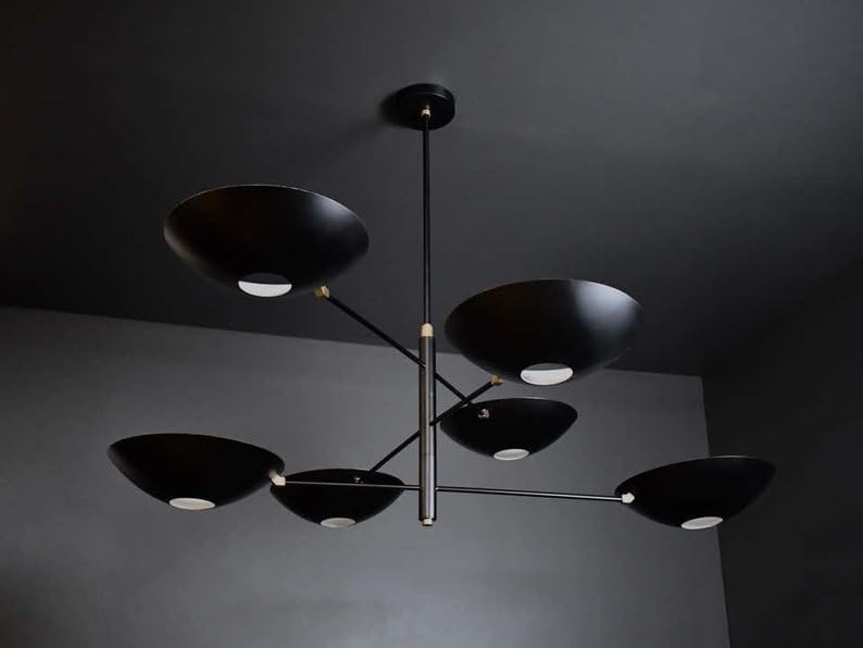 The Nautical Decor Large Counterbalance Chandelier in Matt Black Ceiling Fixture Mid Century Sputnik Chandelier 6 Arms