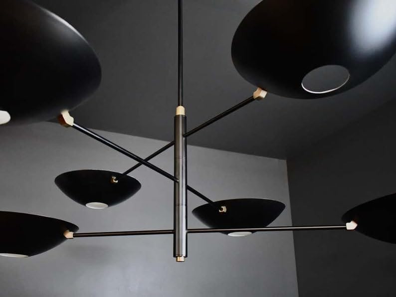 The Nautical Decor Large Counterbalance Chandelier in Matt Black Ceiling Fixture Mid Century Sputnik Chandelier 6 Arms