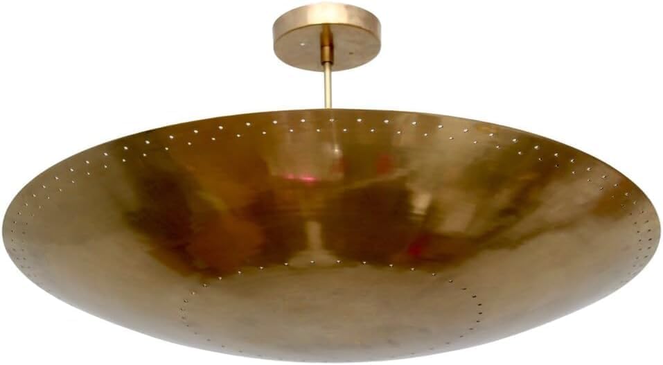 The Nautical Decor Elegant & Modern 6 Light Perforerad Shade Ceiling Flushmount Light Pendant Mid Century Raw Brass Sputnik Chandelier Ceiling Fixture Light for Home & Office Decor