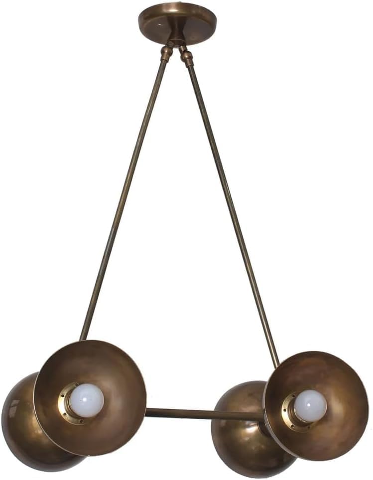 The Nautical Decor 4 Light Modern Raw Brass Chandelier Light Fixture