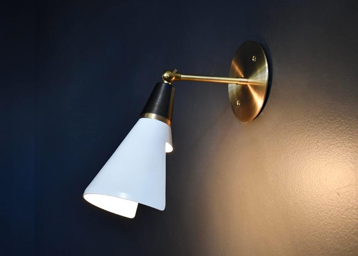 The Nautical Decor Modern Black & White Adjustable Wall Sconce Italian Style Brass Sconce Mid Century Light for Home Decor