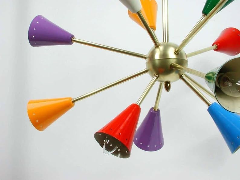 The Nautical Decor Style Modern Brass 12 Lights Multicolor Sputnik Chandelier Lighting Fixture