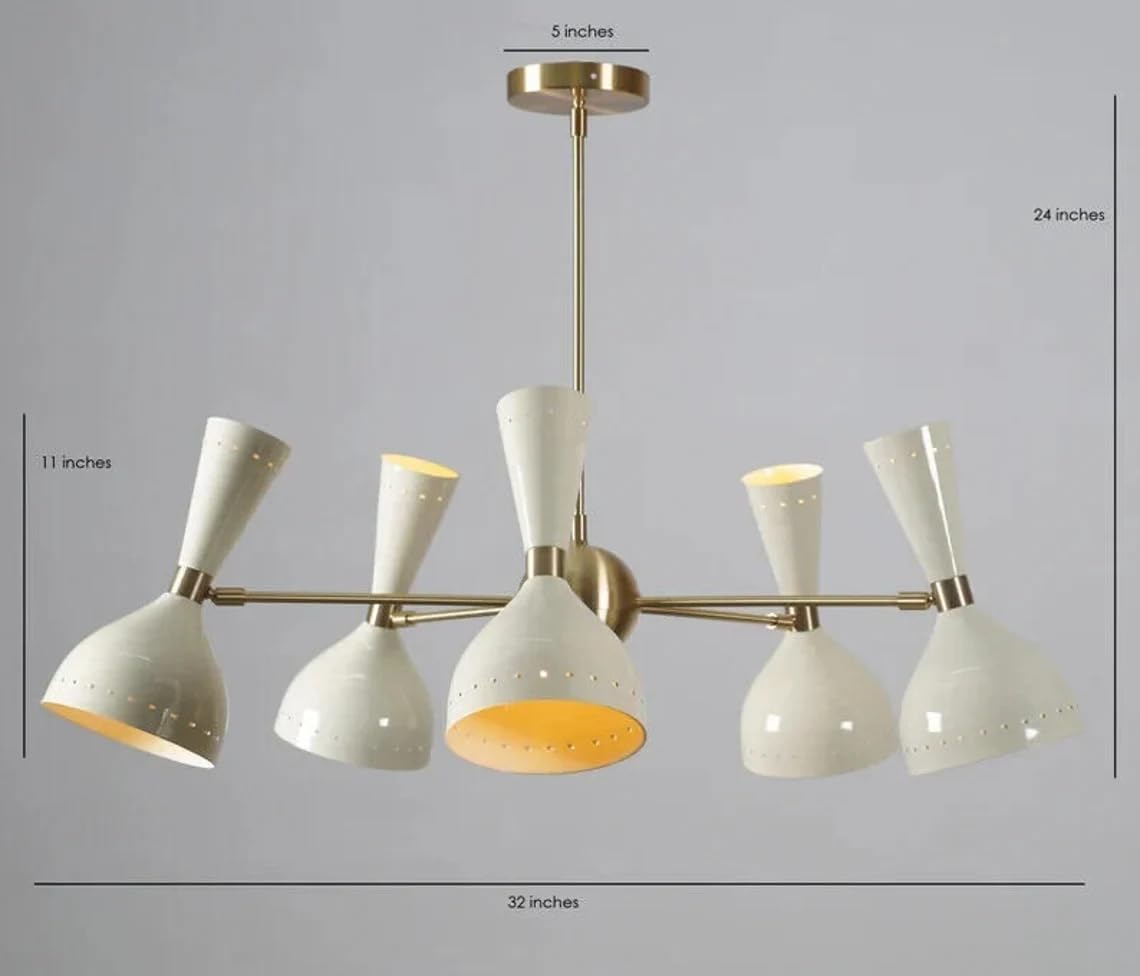 The Nautical Decor 10 Light Mid Century 5 Arm Diabolo Ceiling Chandelier Light Fixture Italian Ceiling lamp