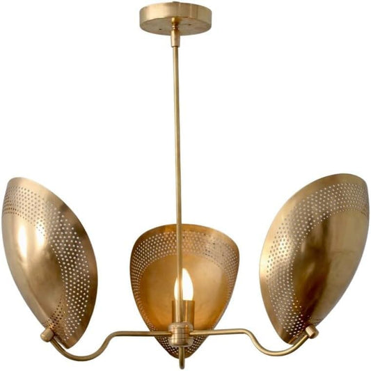 The Nautical Decor 3 Light Curved Perforated Shades Pendant Mid Century Modern Sputnik Chandelier Light Fixture