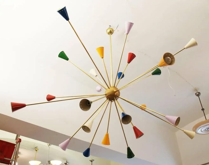 The Nautical Decor Wunderschöner Sputnik-Kronleuchter aus Messing mit 24 Leuchten im modernen Mid-Century-Stil 