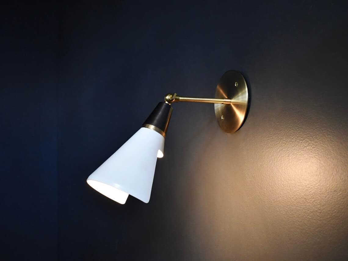 The Nautical Decor Modern Black & White Adjustable Wall Sconce Italian Style Brass Sconce Mid Century Light for Home Decor