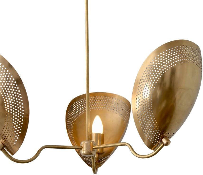 The Nautical Decor 3 Light Curved Perforated Shades Pendant Mid Century Modern Sputnik Chandelier Light Fixture