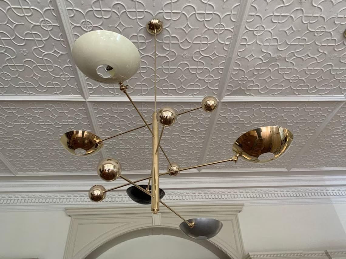 5 Light Pendant Mid Century Modern Raw Brass Sputnik Chandelier Light Fixture Multi Color